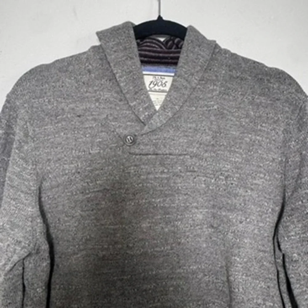 Jos. A. Bank 1905 Sweater Mens Medium Gray Shawl Collar Cotton Pullover Preppy - Picture 4 of 9